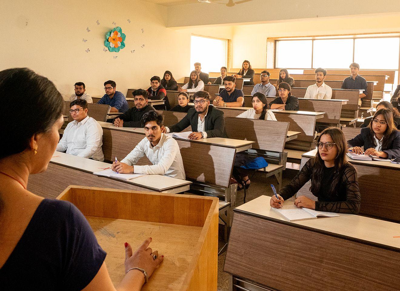B.A. Economics students in a coaching session for UPSC, Banking, Insurance, Railways, and SSC competitive exams at KRMU