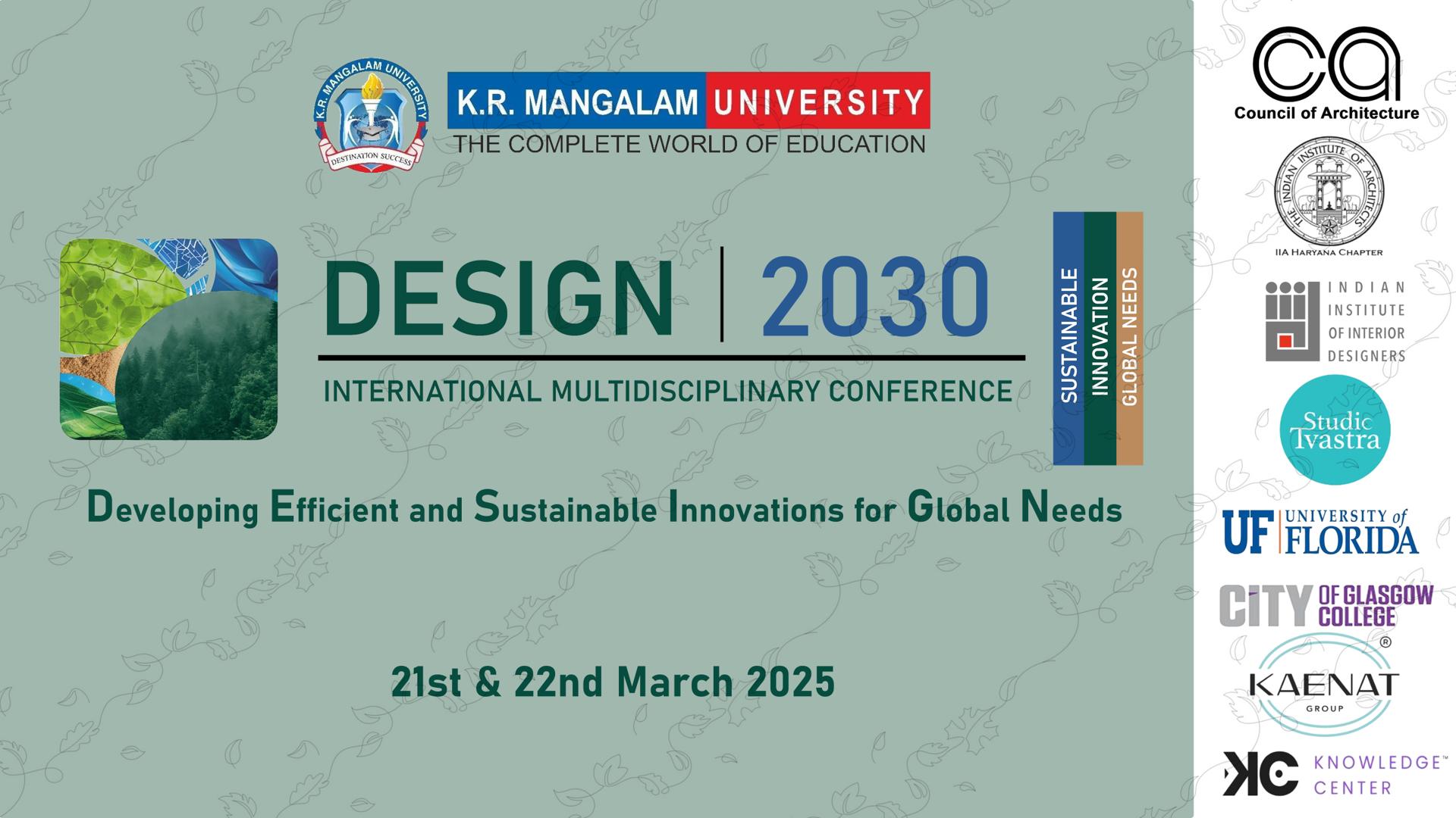 DESIGN 2030 - Developing Efficient and Sustainable Innovations for Global Needs