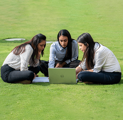 MBA in Digital Marketing students discussing career outcomes at KRMU placement session